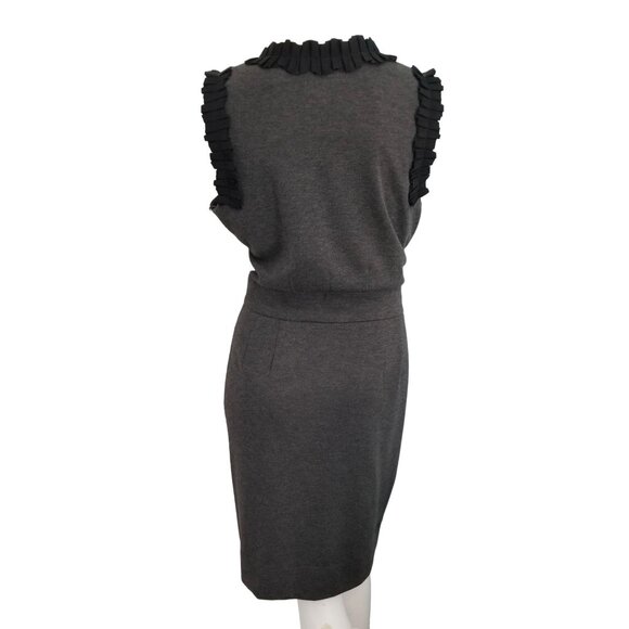 Just Taylor Ruffled Sheath Dress Sz 10 (Medium) Sleeveless Dress Gray - Picture 2 of 8